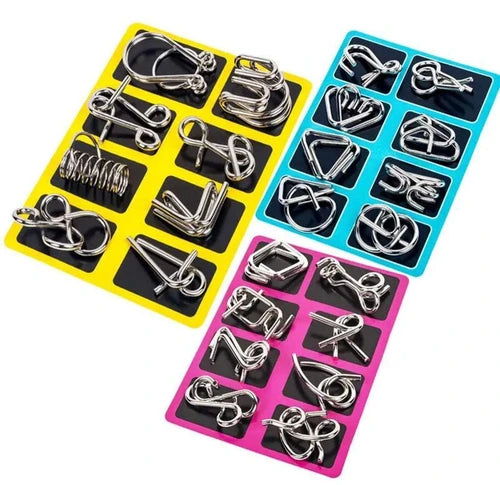 24pcs unlocking ring buckle nine linked rings metal puzzle toys ring magic toys iron ring unlocking