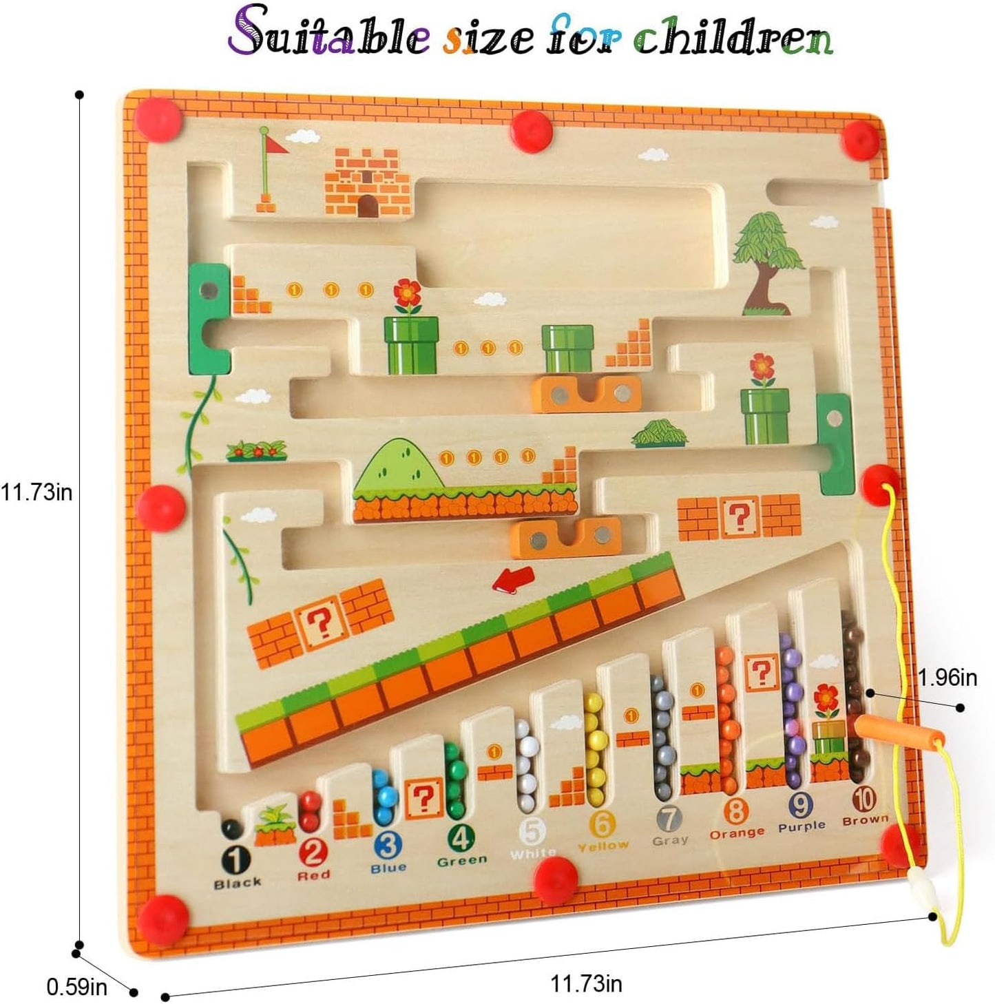 APODESS Magnetic Color and Number Maze, Wooden Matching Learning Counting Puzzle Board for Halloween