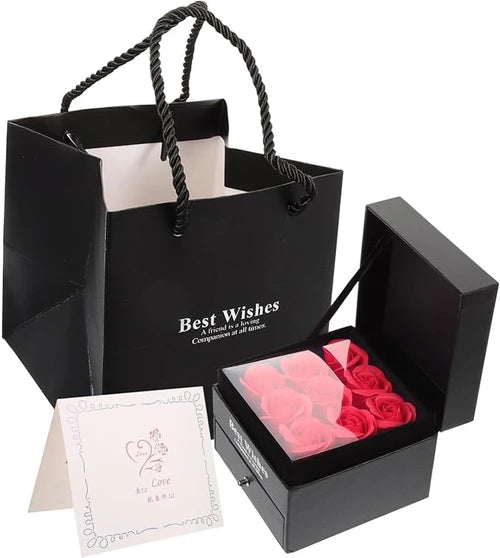 Double Jewelry Flower Gift Box Romantic Flower Jewelry Box Valentine's Day Gift for Girlfriend