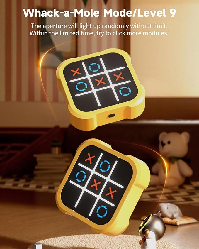 APODESS 4 in 1 Tic-tac-toe game console, portable travel educational memory growth game