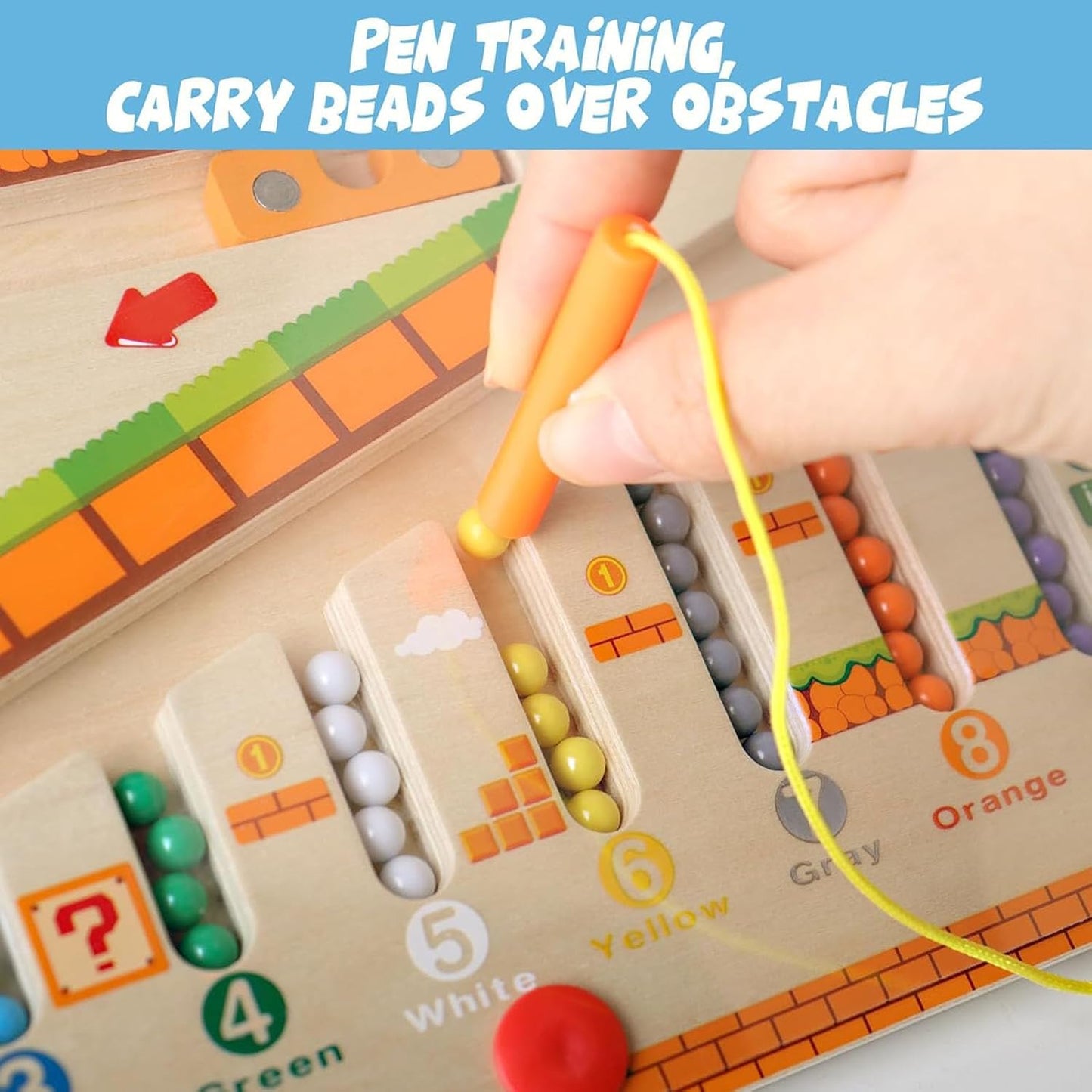 APODESS Magnetic Color and Number Maze, Wooden Matching Learning Counting Puzzle Board for Halloween