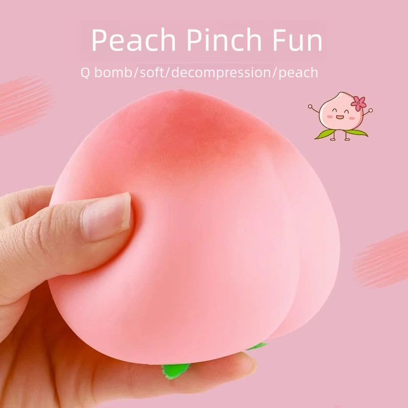 APODESS Squishy Stress Balls Peach Squeeze Ball , Stretchy Dough Ball Peach Squeeze Fidget Toys