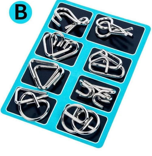 24pcs unlocking ring buckle nine linked rings metal puzzle toys ring magic toys iron ring unlocking
