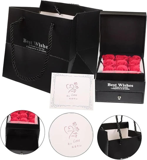 Double Jewelry Flower Gift Box Romantic Flower Jewelry Box Valentine's Day Gift for Girlfriend