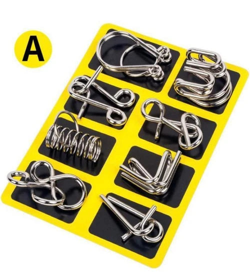 24pcs unlocking ring buckle nine linked rings metal puzzle toys ring magic toys iron ring unlocking