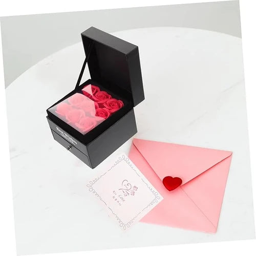 Double Jewelry Flower Gift Box Romantic Flower Jewelry Box Valentine's Day Gift for Girlfriend