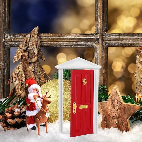 APODESS Mini Christmas Decoration Door Elf Door Magic Door Decorate the room to increase the festive