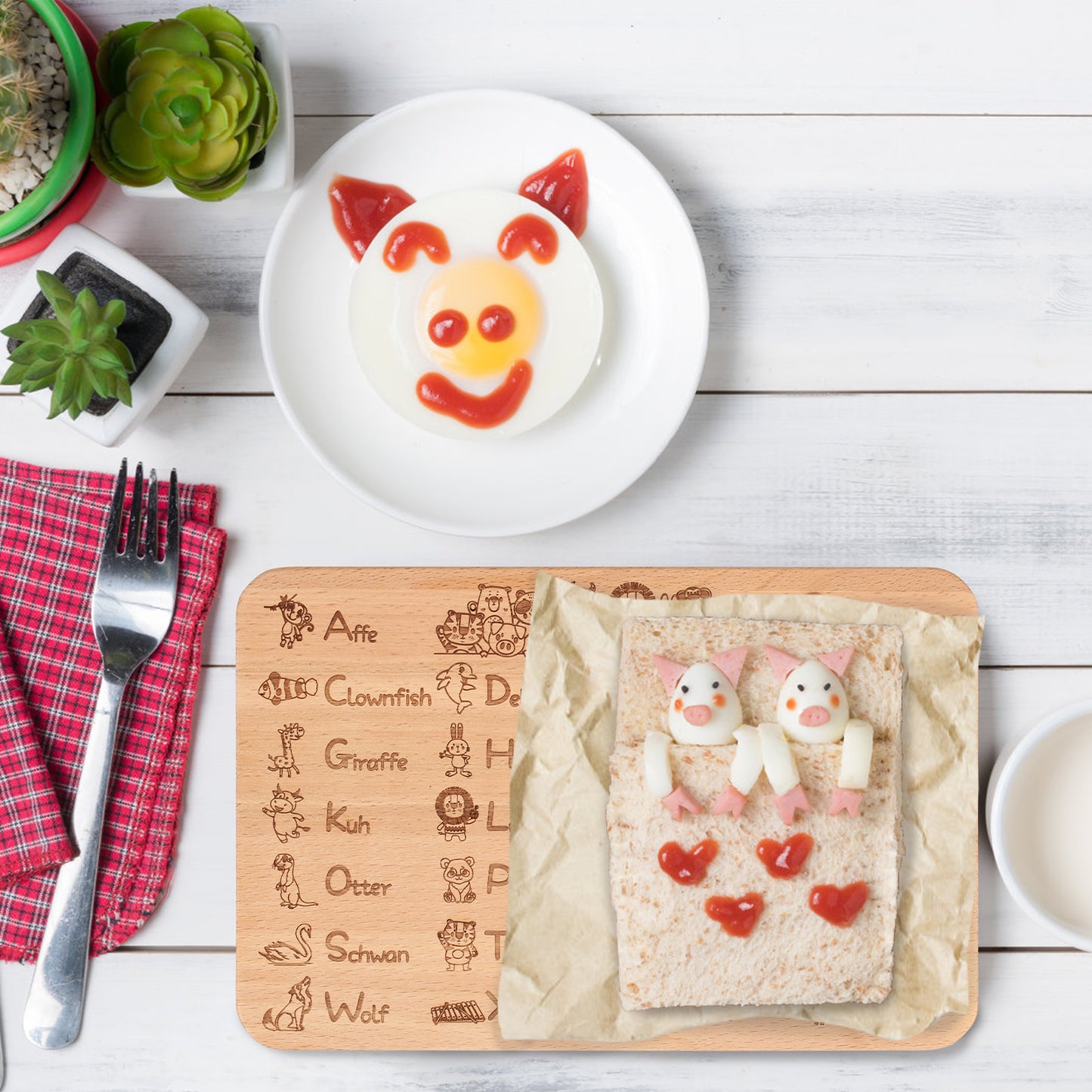 ABC und 1x1 Frühstücksbrettchen Kinder Holz Frühstücksbrett zum Einschulung Geschenke Schulanfang Lernen Holzbrettchen für Kinder Mädchen Jungen Schulkind Kindergeburtstag Weihnachten Geschenk