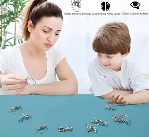 24pcs unlocking ring buckle nine linked rings metal puzzle toys ring magic toys iron ring unlocking