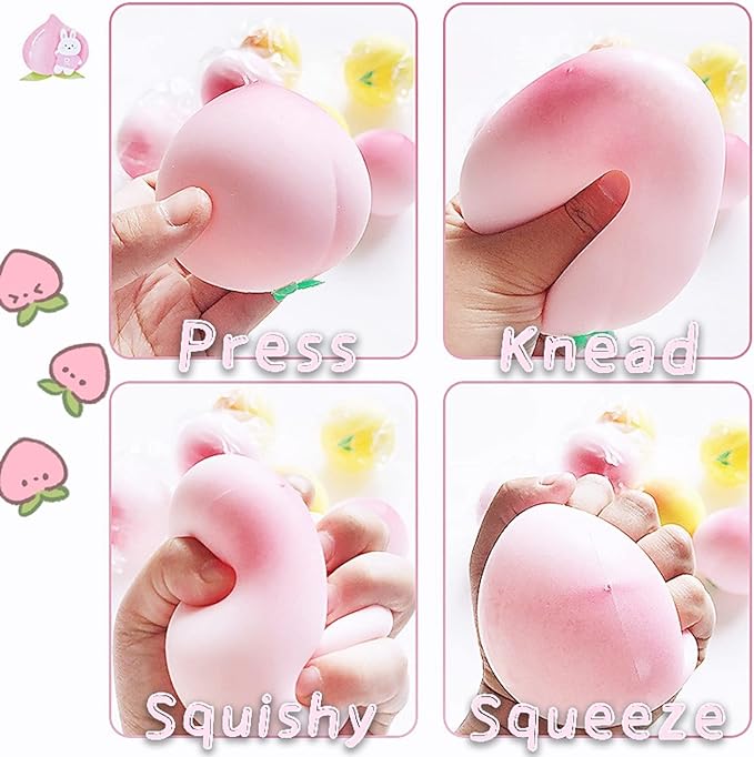 APODESS Squishy Stress Balls Peach Squeeze Ball , Stretchy Dough Ball Peach Squeeze Fidget Toys