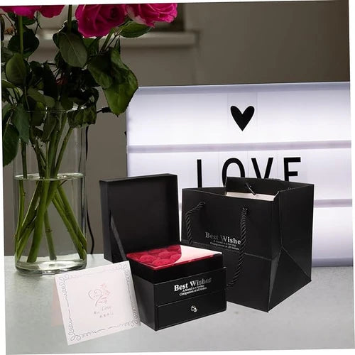 Double Jewelry Flower Gift Box Romantic Flower Jewelry Box Valentine's Day Gift for Girlfriend