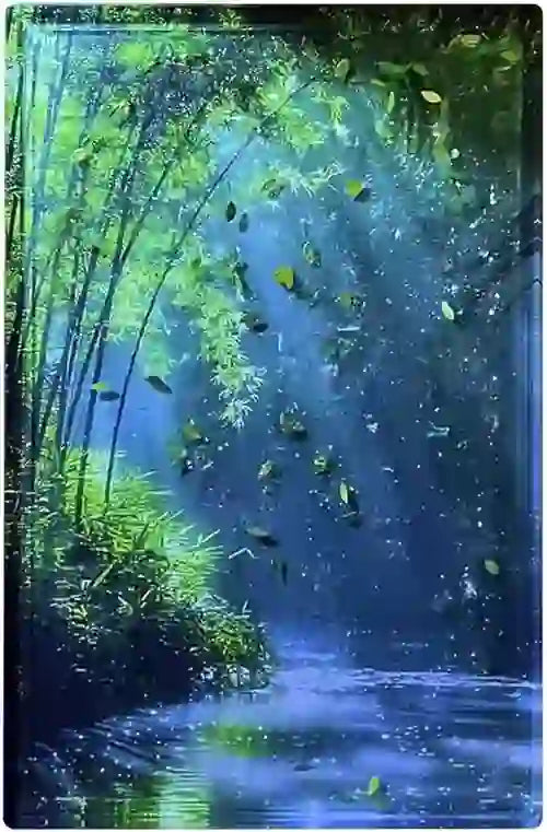 Bamboo forest flow hemp refrigerator stickers decorative ornaments memorial stickers Kitchen Nature