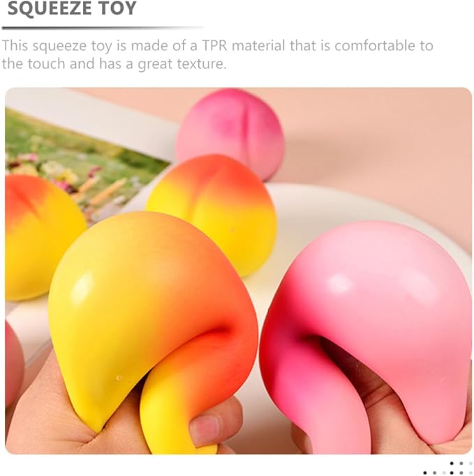 APODESS Squishy Stress Balls Peach Squeeze Ball , Stretchy Dough Ball Peach Squeeze Fidget Toys