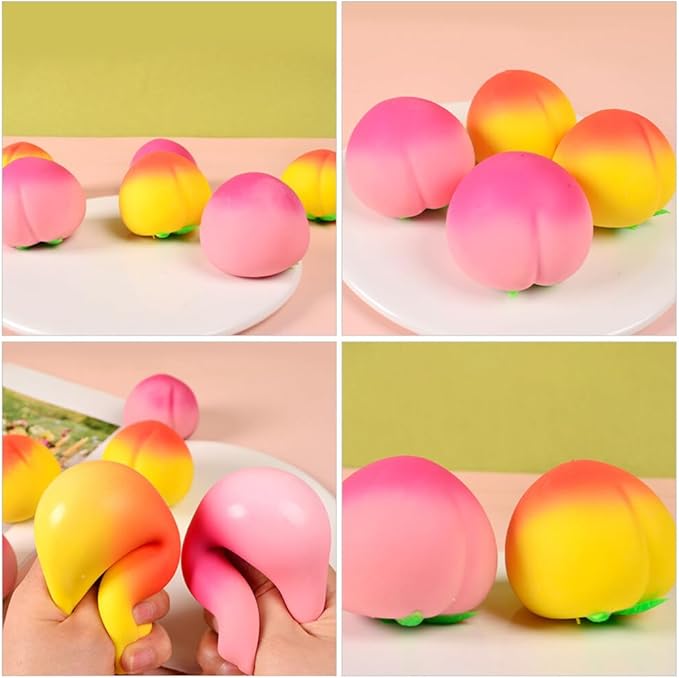 APODESS Squishy Stress Balls Peach Squeeze Ball , Stretchy Dough Ball Peach Squeeze Fidget Toys
