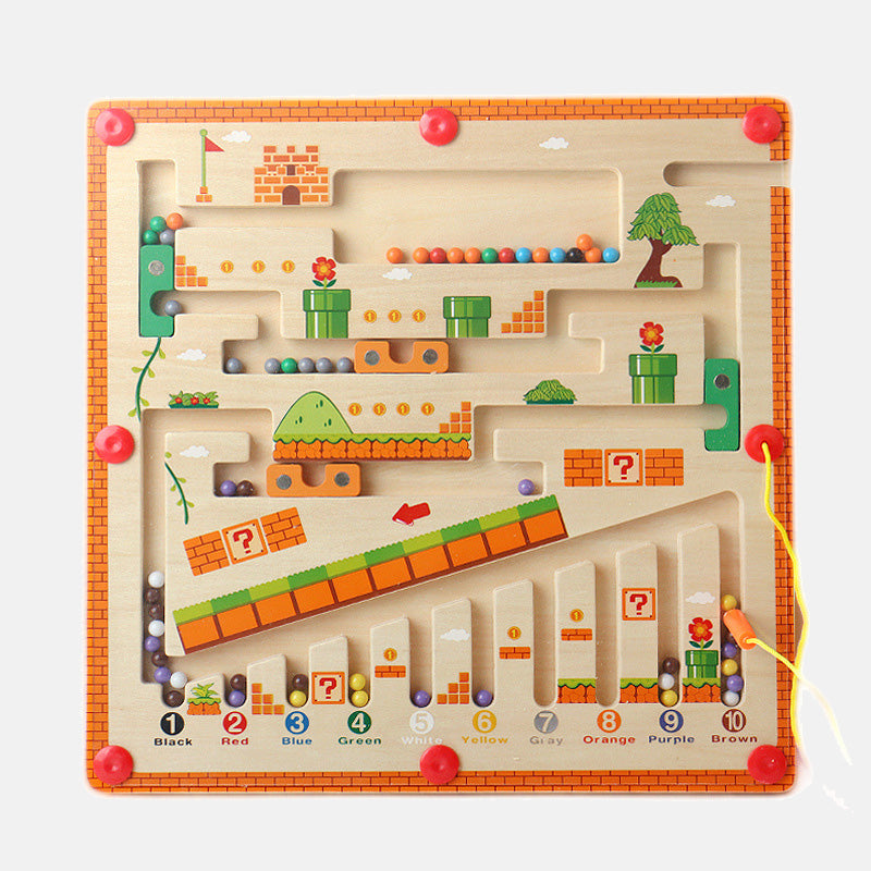 APODESS Magnetic Color and Number Maze, Wooden Matching Learning Counting Puzzle Board for Halloween
