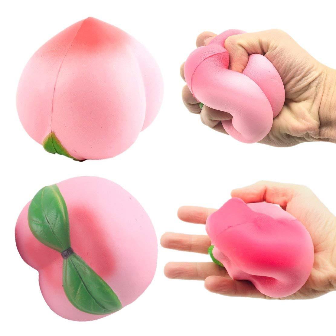 APODESS Squishy Stress Balls Peach Squeeze Ball , Stretchy Dough Ball Peach Squeeze Fidget Toys