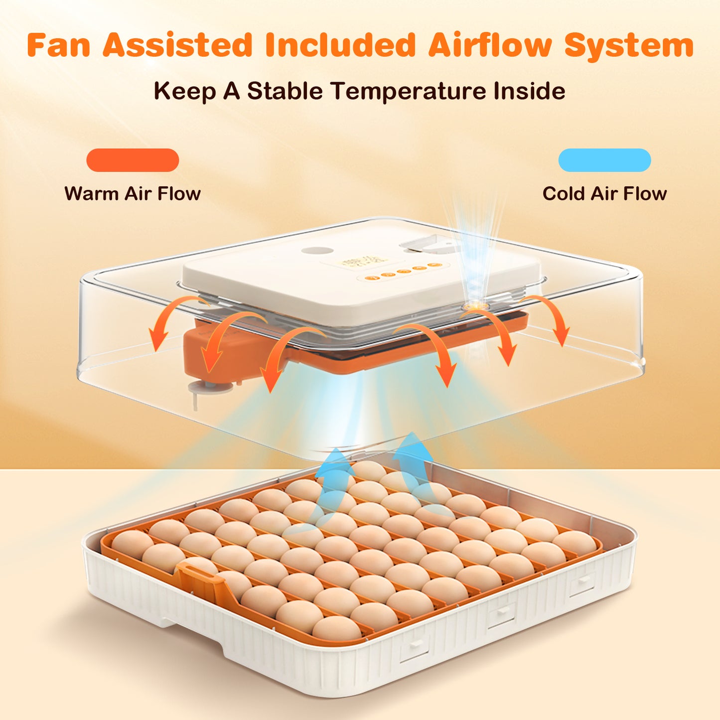 APODESS 56 Egg Incubator for Hatching Eggs, Egg Incubators with Automatic Egg Turning, Temperature and Humidity Control, Egg Candler, Automatic Water Bottle Refill, Incubator for Chicken, Ducks, Goose