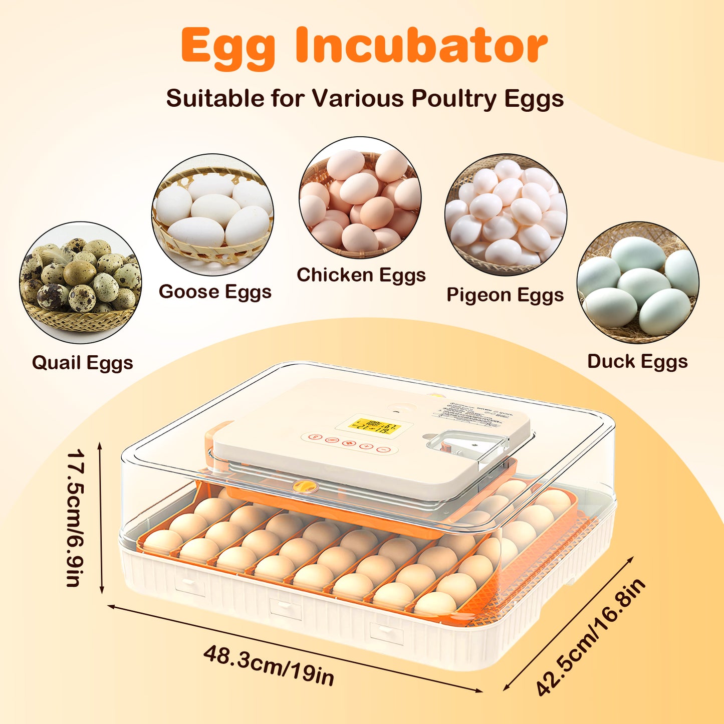 APODESS 56 Egg Incubator for Hatching Eggs, Egg Incubators with Automatic Egg Turning, Temperature and Humidity Control, Egg Candler, Automatic Water Bottle Refill, Incubator for Chicken, Ducks, Goose