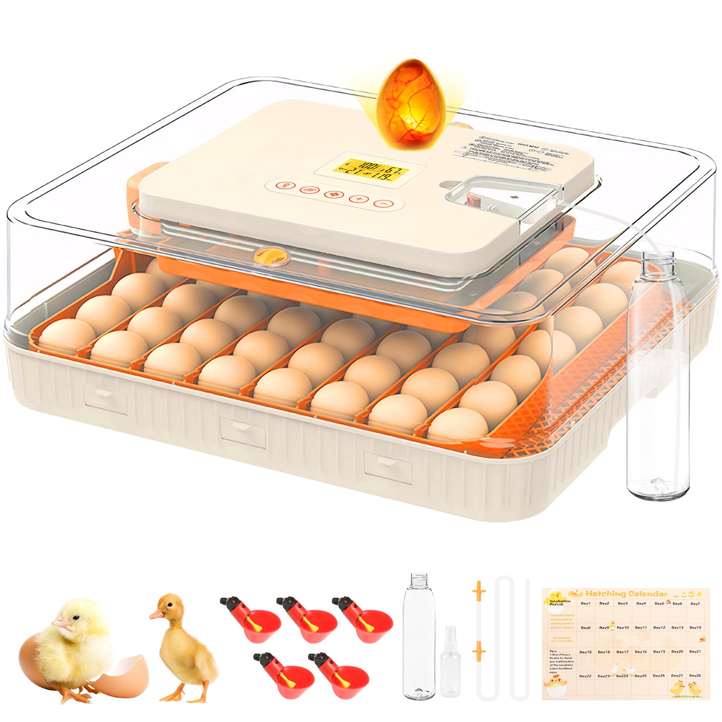 APODESS 56 Egg Incubator for Hatching Eggs, Egg Incubators with Automatic Egg Turning, Temperature and Humidity Control, Egg Candler, Automatic Water Bottle Refill, Incubator for Chicken, Ducks, Goose